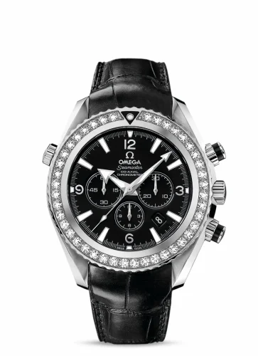 Omega Seamaster Planet Ocean 600M Co-Axial 45.5 Chronograph Stainless Steel / Diamond / Black / Alligator 222.18.46.50.01.001 (22218465001001)